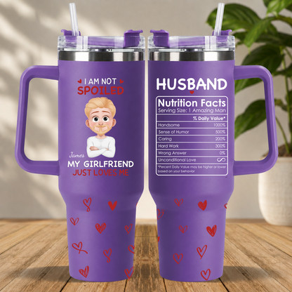 PST123 I'm Not Spoiled My Husband Just Loves Me - Personalized 40oz Tumbler Handle Color