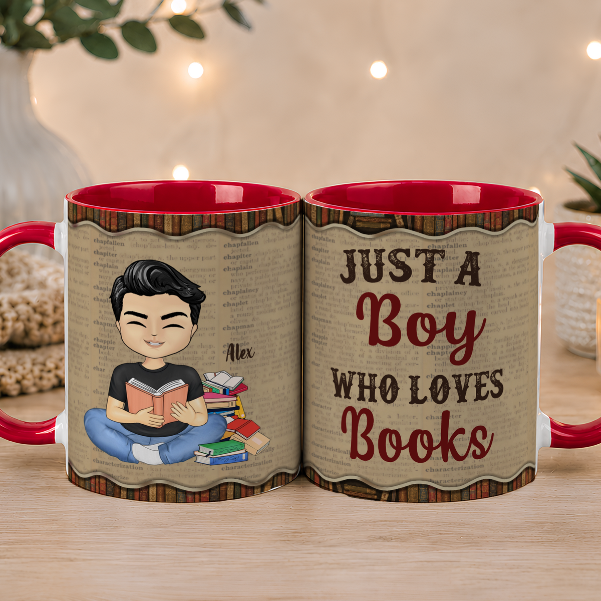 APST09 Just A Girl Who Loves Books - Personalized White Mug Accent Mug