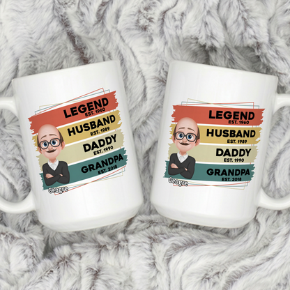 VPST21 Legend Husband Daddy  - Personalized White Mug Accent Mug