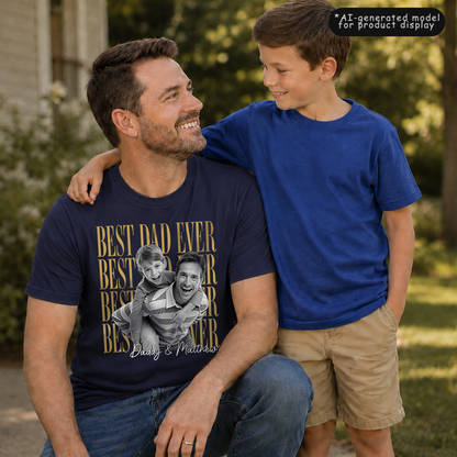 VPST47 Best Dad Ever Vintage Photo Upload - Personalized T-shirt Hoodie