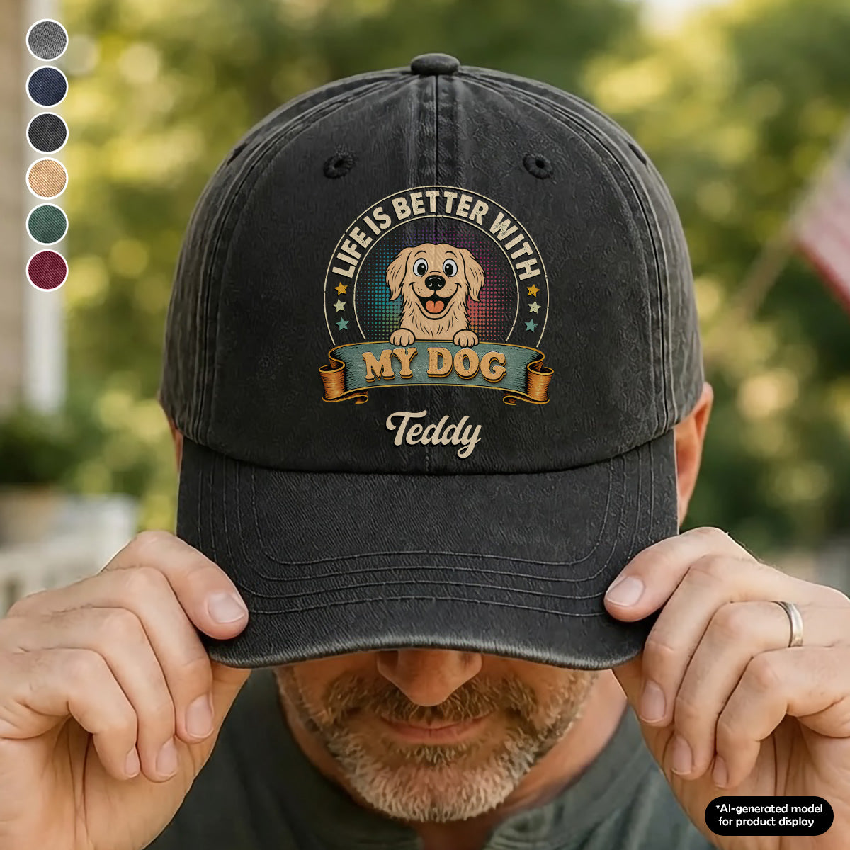 UPST94 Life Is Better With My Dog - Personalized Custom Wash Denim Cap