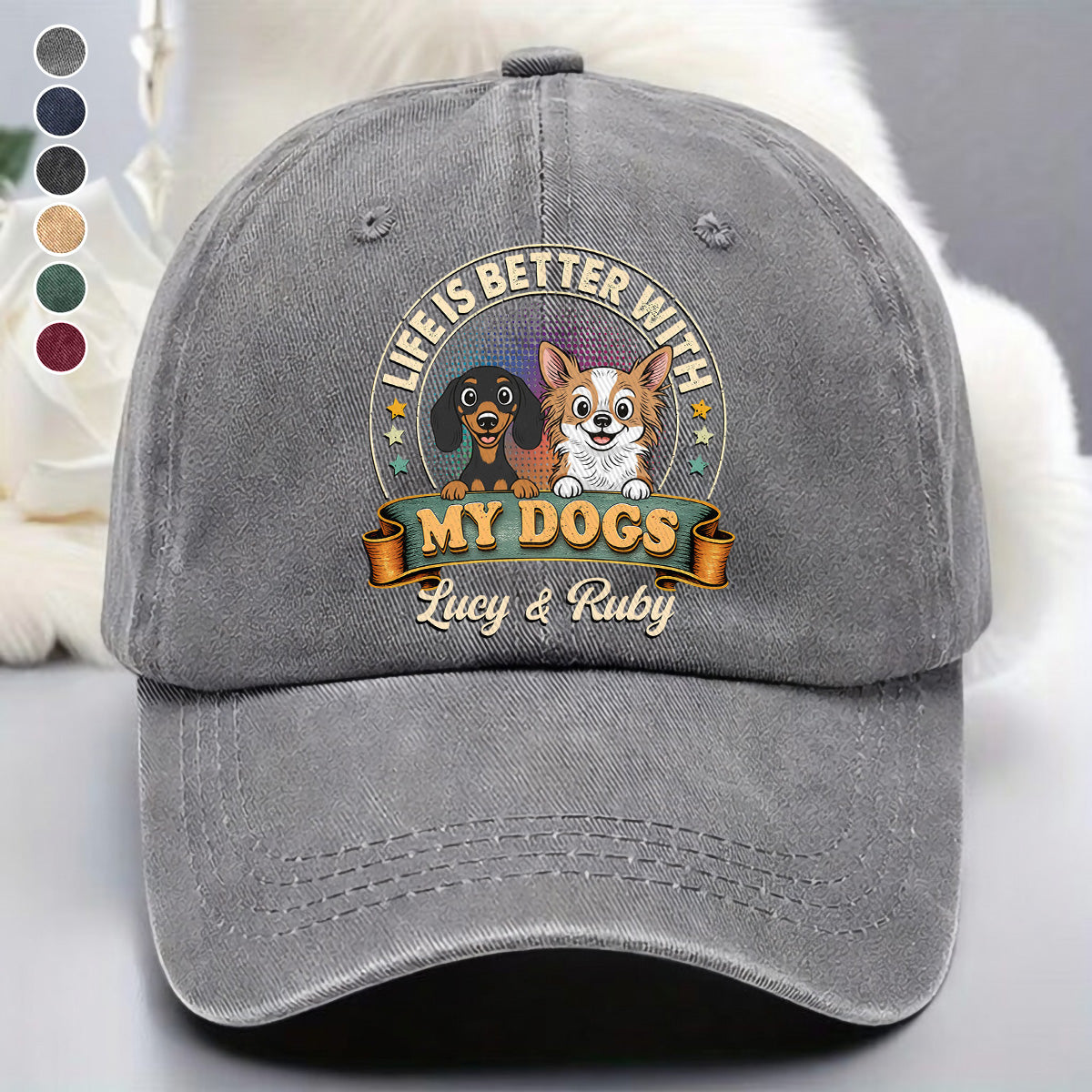 UPST94 Life Is Better With My Dog - Personalized Custom Wash Denim Cap