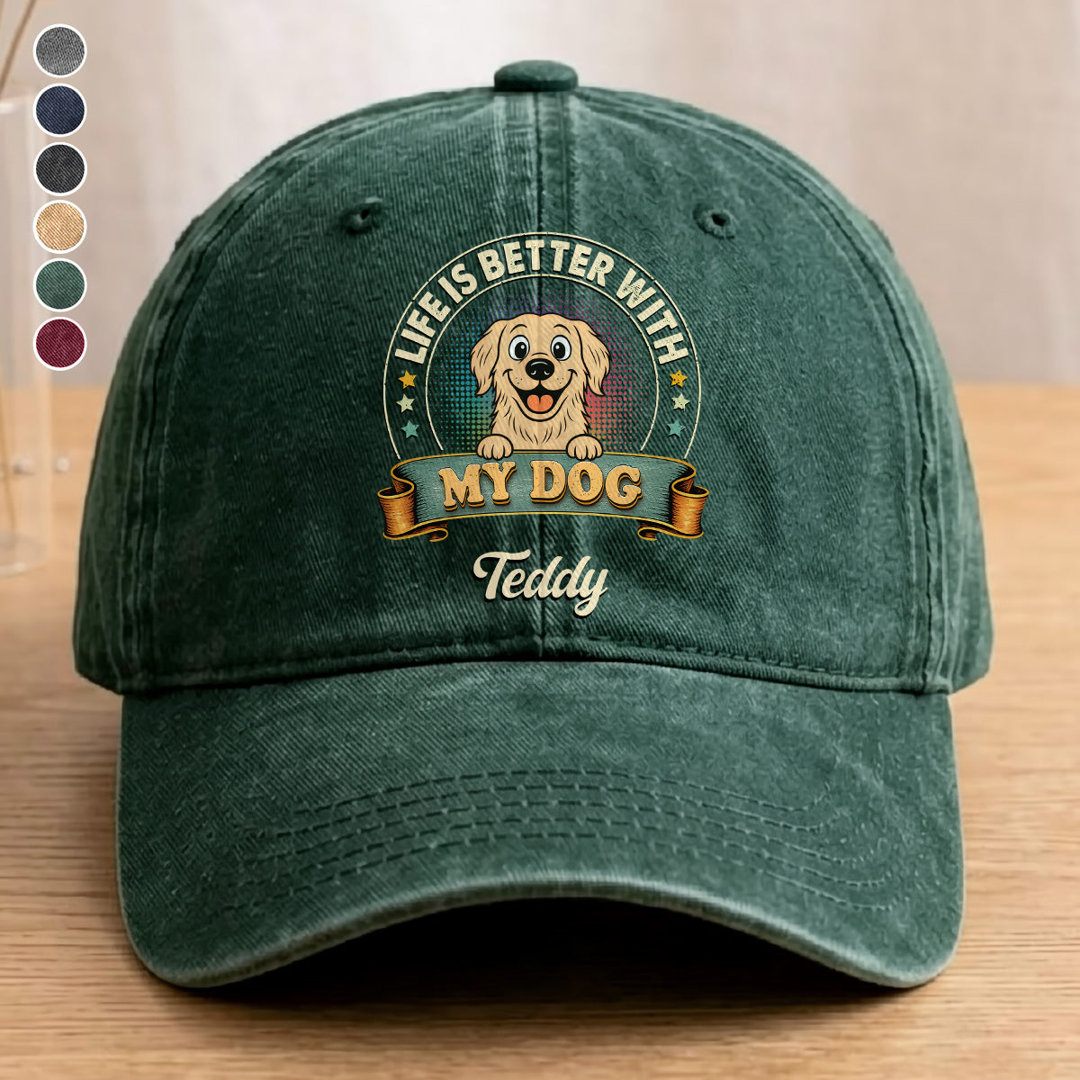 UPST94 Life Is Better With My Dog - Personalized Custom Wash Denim Cap