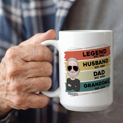 VPST21 Legend Husband Daddy  - Personalized White Mug Accent Mug