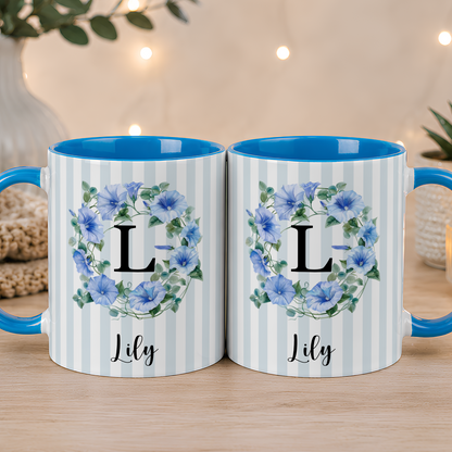 VPST75 Birth Flower Custom Name - Personalized White Mug Accent Mug