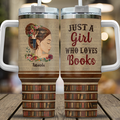 APST10 Just A Girl Who Loves Books - Personalized Custom Tumbler