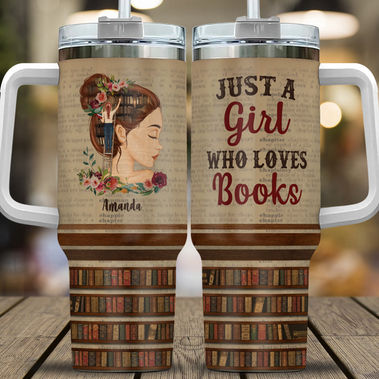 APST10 Just A Girl Who Loves Books - Personalized Custom Tumbler