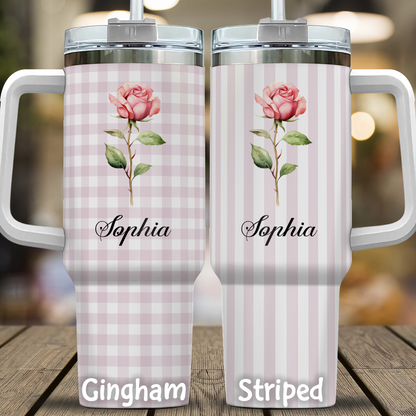 VPST75 Birth Flower Custom Name - Personalized Custom Tumbler
