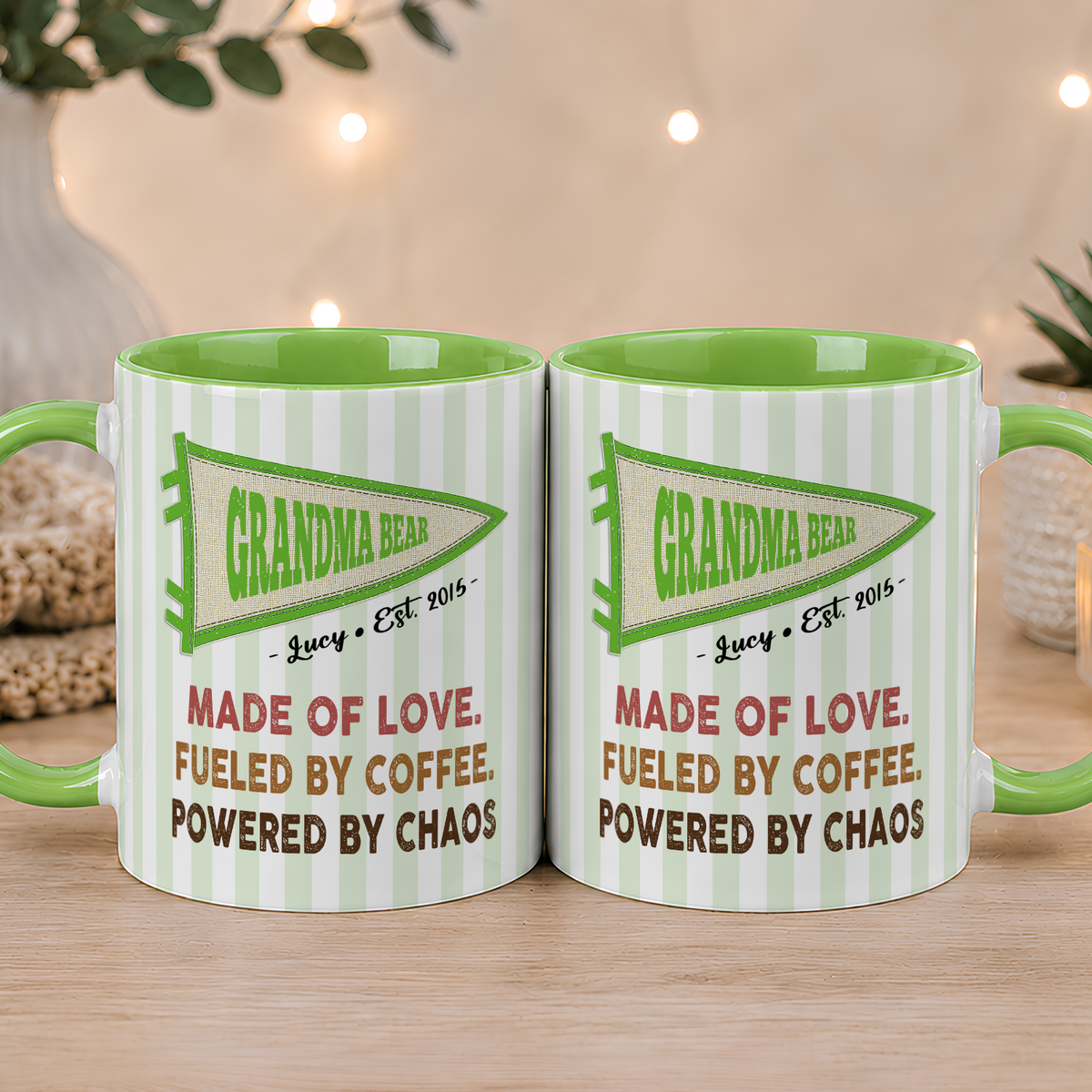 VPST58 Mom Made Of Love Fueled By Coffee Sustained By Love Pennant Flag - Personalized White Mug Accent Mug