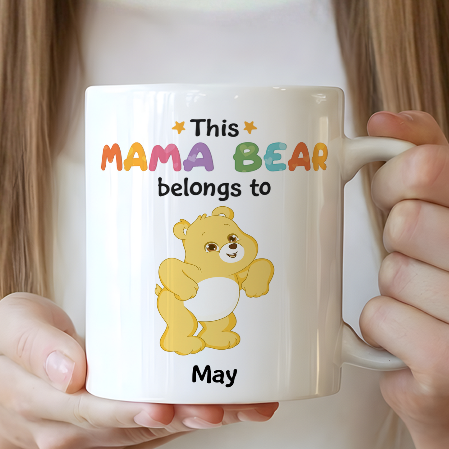 VPST02 This Mama/Papa Bear Belongs To - Personalized White Mug Accent Mug