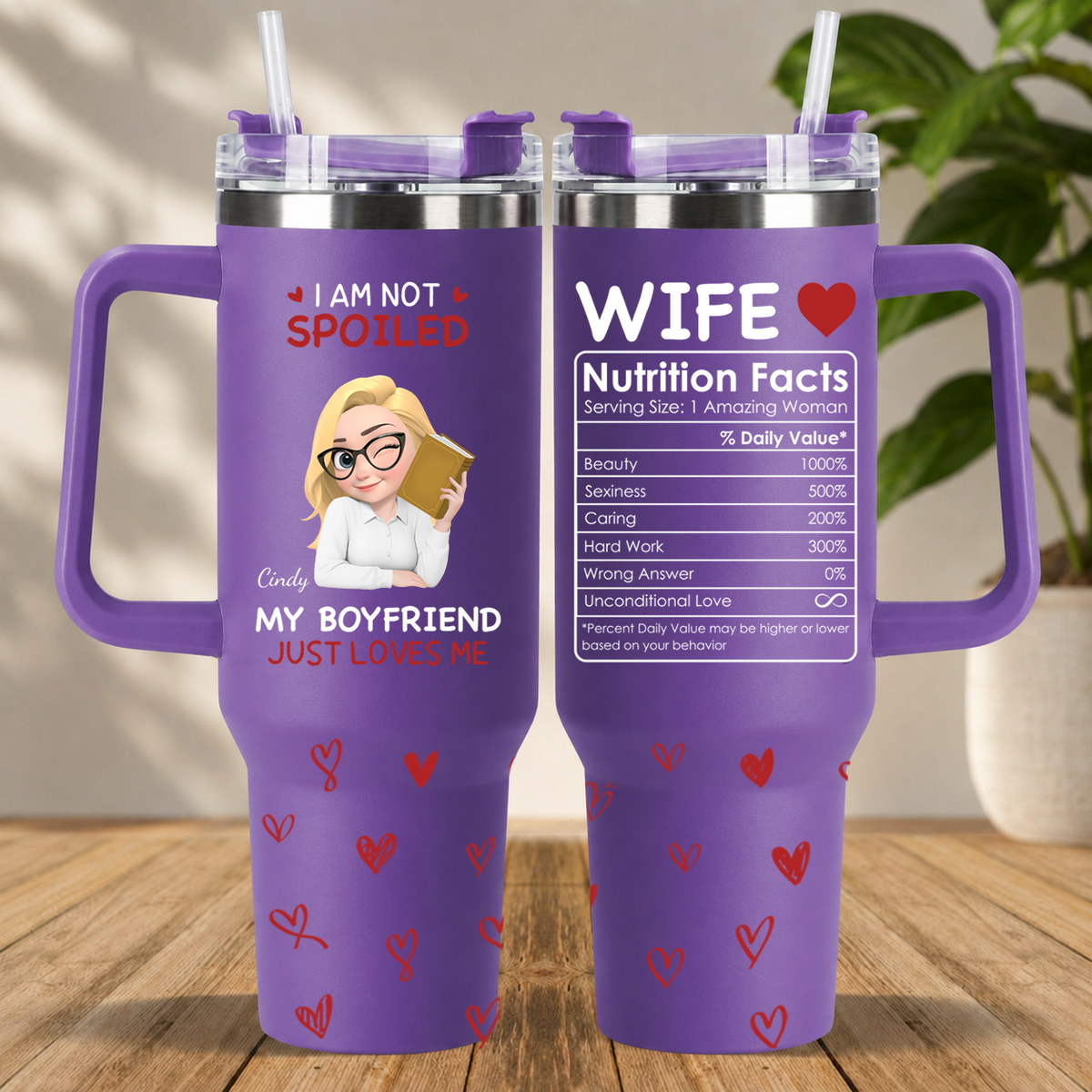 PST151 I'm Not Spoiled My Husband Just Loves Me - Personalized 40oz Tumbler Handle Color