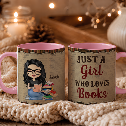 APST09 Just A Girl Who Loves Books - Personalized White Mug Accent Mug