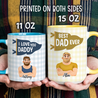 VPST61 Best Dad Ever Pennant Flag - Personalized White Mug Accent Mug