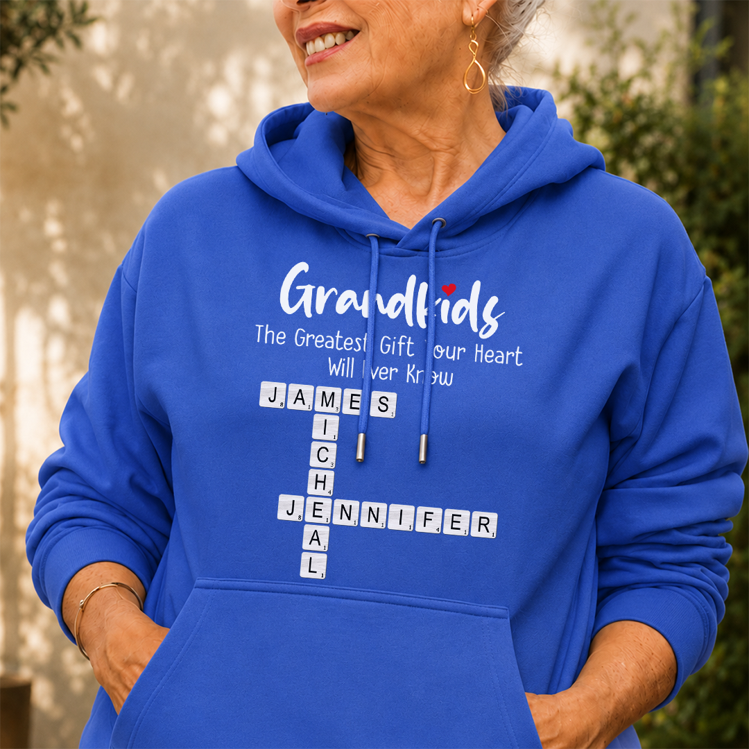VPST53 Grandkids Make Life More Grand Kids Names Crossword Puzzle - Personalized T-shirt Hoodie