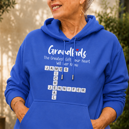 VPST53 Grandkids Make Life More Grand Kids Names Crossword Puzzle - Personalized T-shirt Hoodie