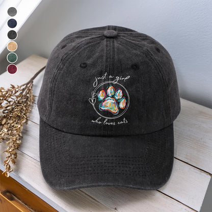 PSC35 Just A Girl Who Loves Cats - Wash Denim Cap