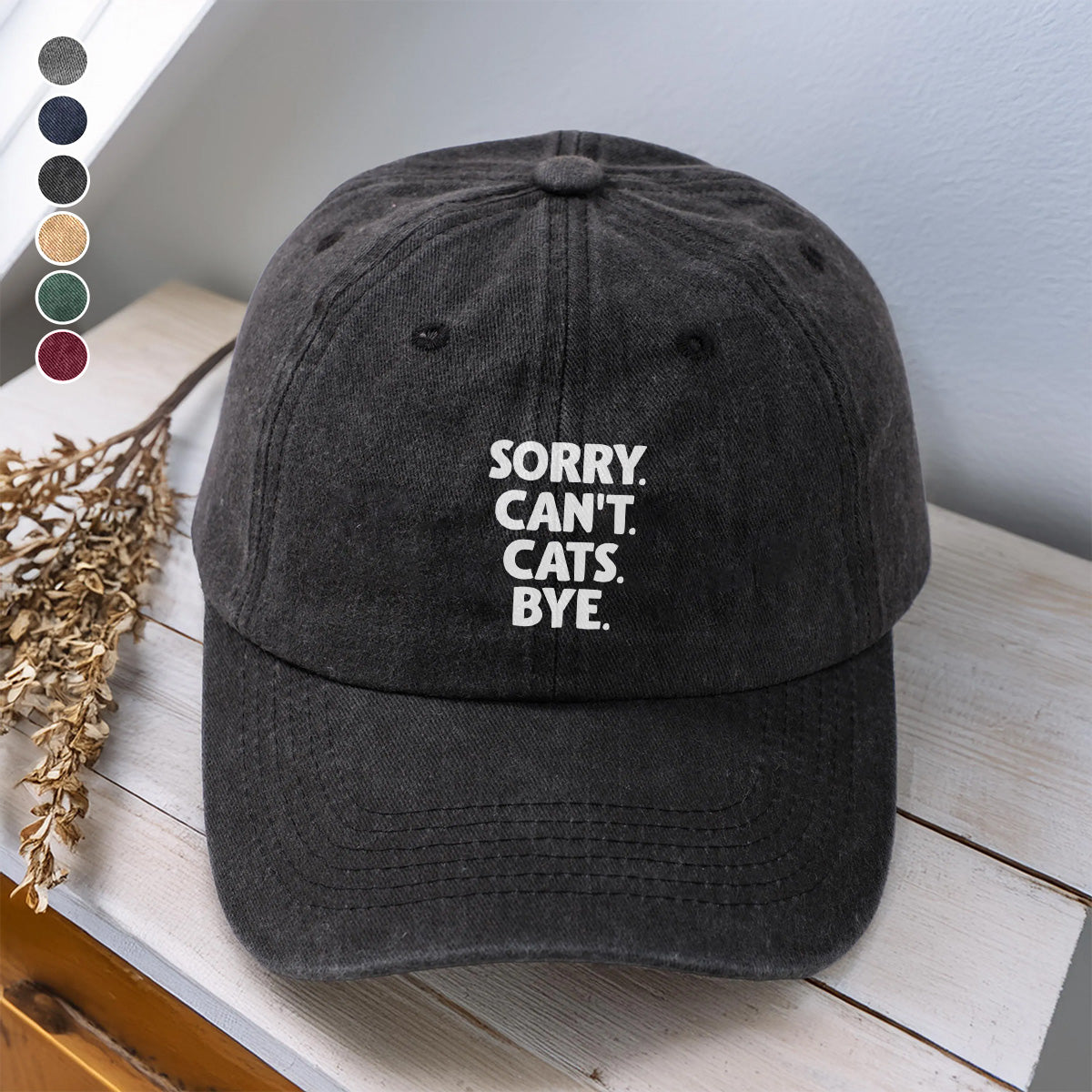 PSC34 Sorry Can't Cats Bye - Wash Denim Cap