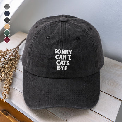 PSC34 Sorry Can't Cats Bye - Wash Denim Cap