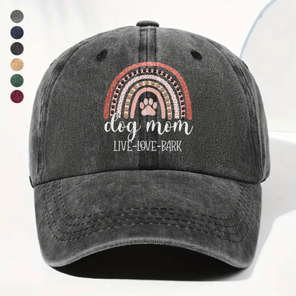 PSC28 Dog Mom Live Love Bark - Wash Denim Cap
