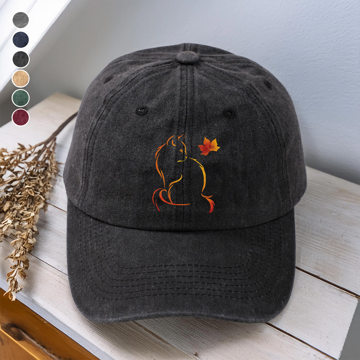 PSC31 Cat Autumn Cat Lover - Wash Denim Cap