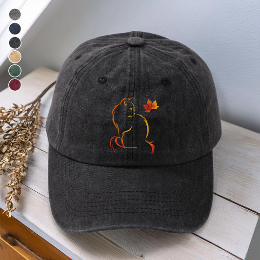 PSC31 Cat Autumn Cat Lover - Wash Denim Cap