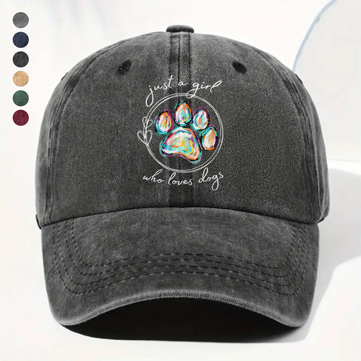 PSC22 Just A Girl Who Loves Dogs - Wash Denim Cap