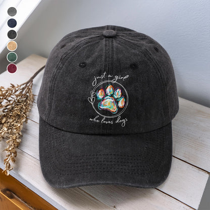 PSC22 Just A Girl Who Loves Dogs - Wash Denim Cap
