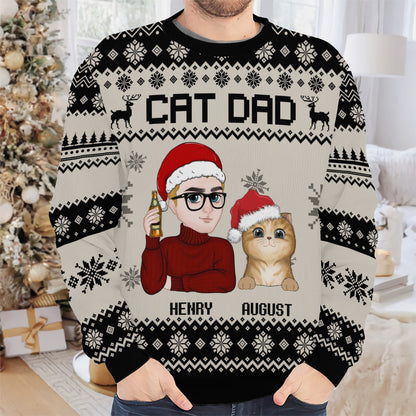 PSTS13 Cat Dad Xmas - Personalized Custom Sweater