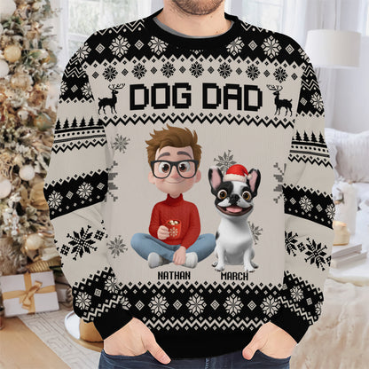 PSTS15 Dog Dad Xmas 3D Cartoon Cute - Personalized Custom Sweater
