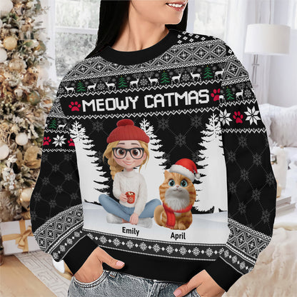 PSTS06 Meowy Catmas Cat Mom Xmas - Personalized Custom Sweater