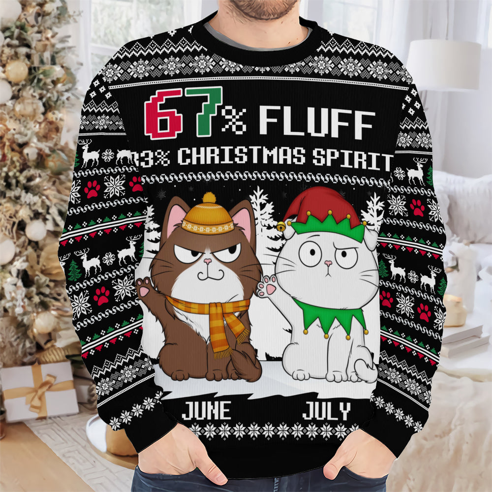 PSTS58 67% Fluff 33% Christmas Spirit Cat Lover - Personalized Custom Sweater