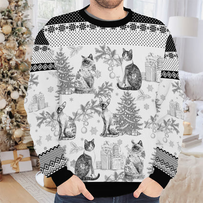 PSTS64 Toile De Jouy French Cat Lover - Personalized Custom Sweater