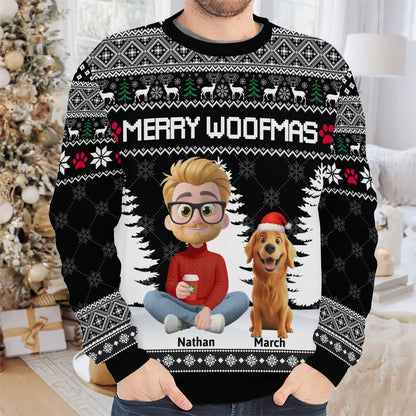 PSTS09 Merry Woofmas Dog Dad Xmas - Personalized Custom Sweater