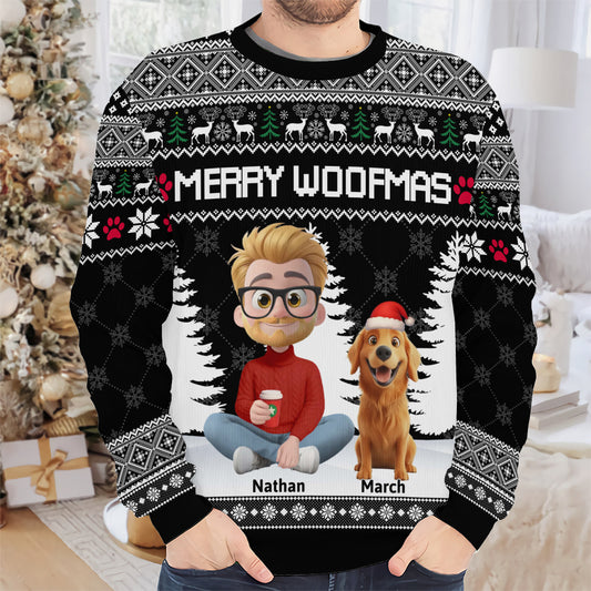 PSTS09 Merry Woofmas Dog Dad Xmas - Personalized Custom Sweater