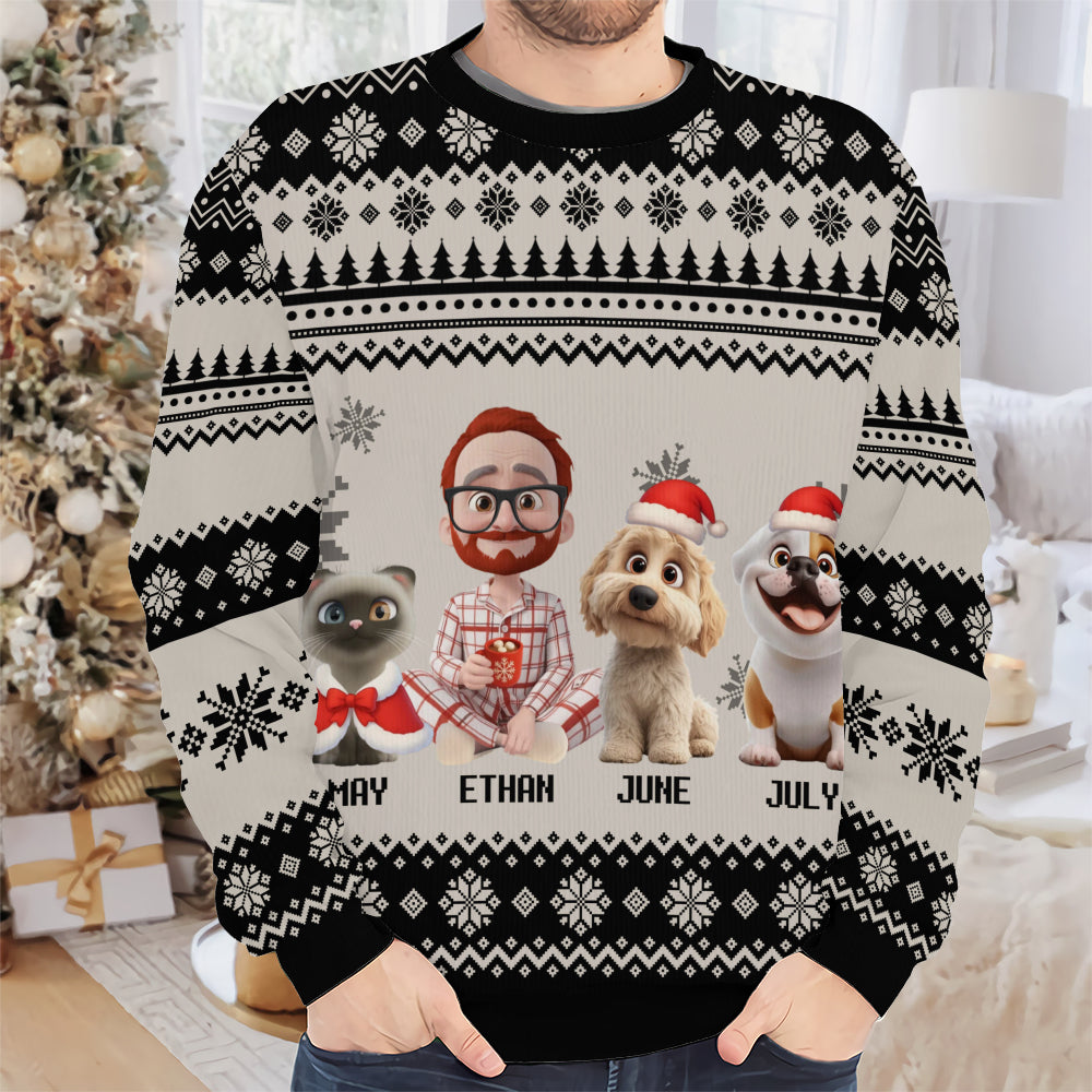 PSTS15 Fur Dad Xmas 3D Cartoon Cute - Personalized Custom Sweater