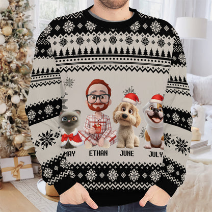 PSTS15 Fur Dad Xmas 3D Cartoon Cute - Personalized Custom Sweater