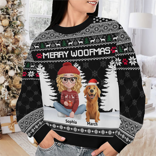 PSTS08 Merry Woofmas Dog Mom Xmas - Personalized Custom Sweater