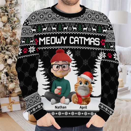 PSTS07 Meowy Catmas Cat Dad Xmas - Personalized Custom Sweater