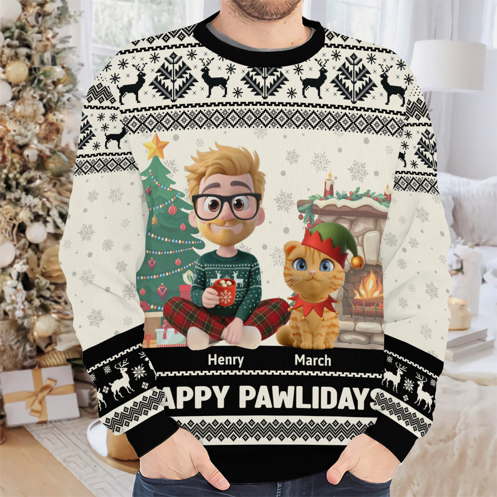PSTS29 Happy Pawlidays Fur Dad Xmas - Personalized Custom Sweater
