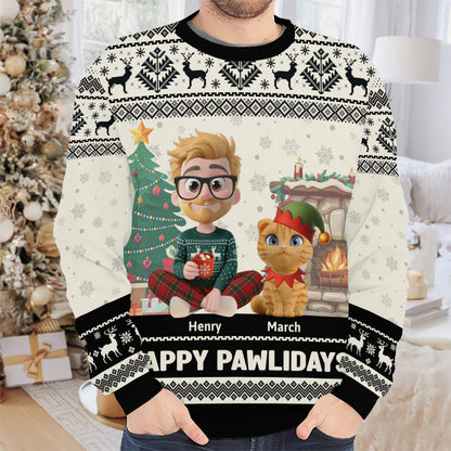 PSTS29 Happy Pawlidays Fur Dad Xmas - Personalized Custom Sweater