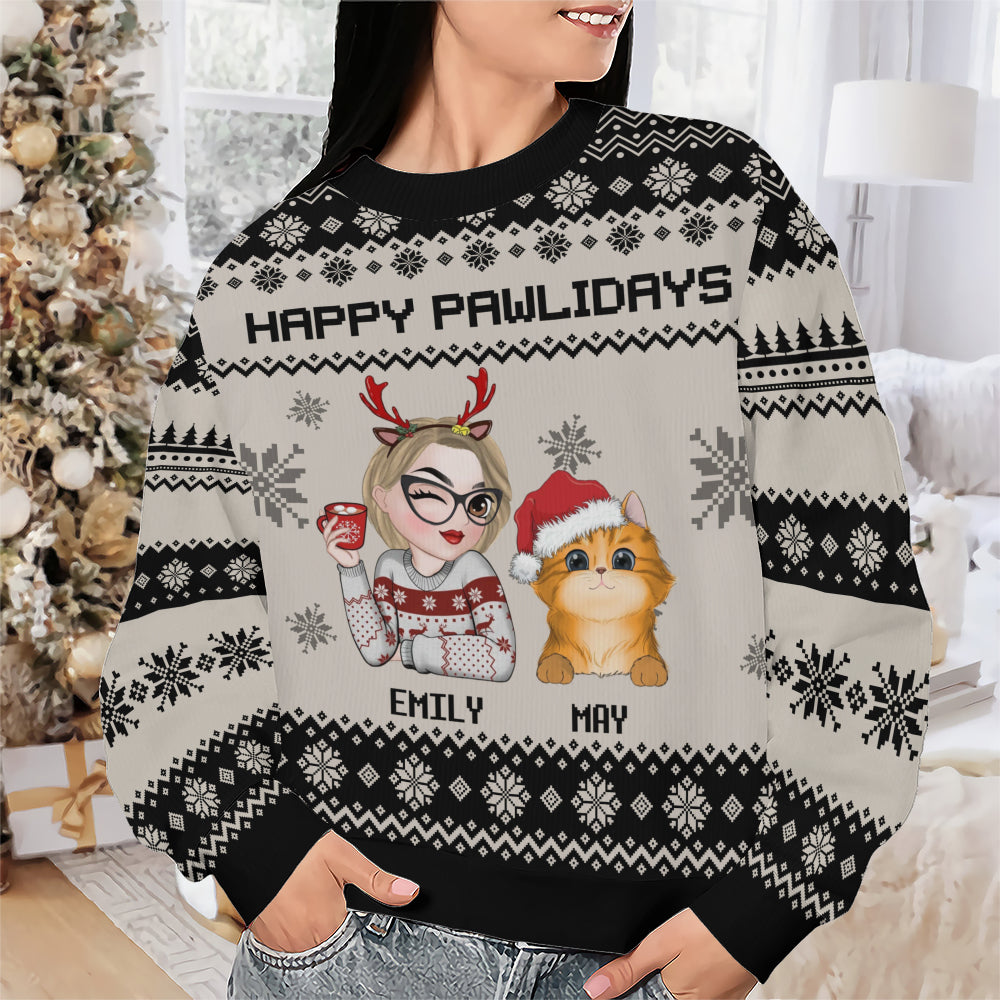 PSTS10 Fur Mom Happy Pawlidays Xmas - Personalized Custom Sweater
