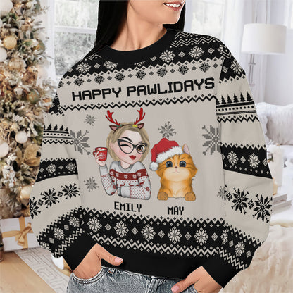 PSTS10 Fur Mom Happy Pawlidays Xmas - Personalized Custom Sweater