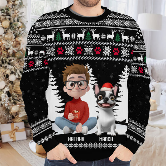 PSTS33 Dog Dad Christmas Pattern - Personalized Custom Sweater