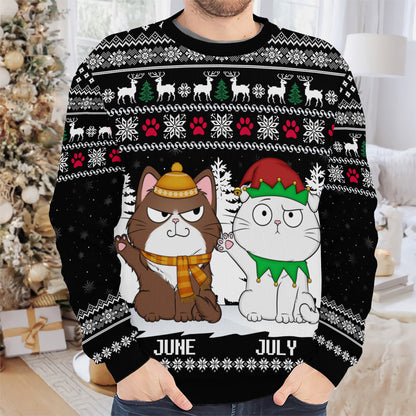 PSTS38 Cat Lover Funny Christmas Pattern - Personalized Custom Sweater