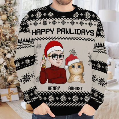 PSTS11 Fur Dad Happy Pawlidays Xmas - Personalized Custom Sweater