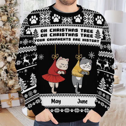 PSTS44 Oh Christmas Tree Your Ornaments Are History Grumpy Cat - Personalized Custom Sweater