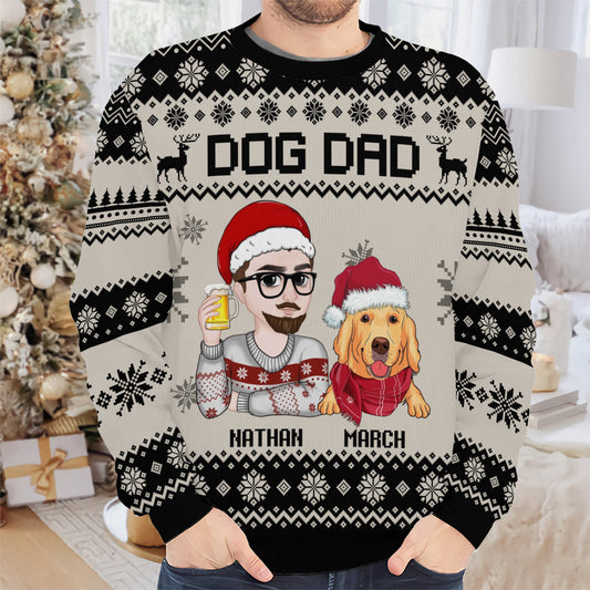 PSTS11 Dog Dad Xmas - Personalized Custom Sweater