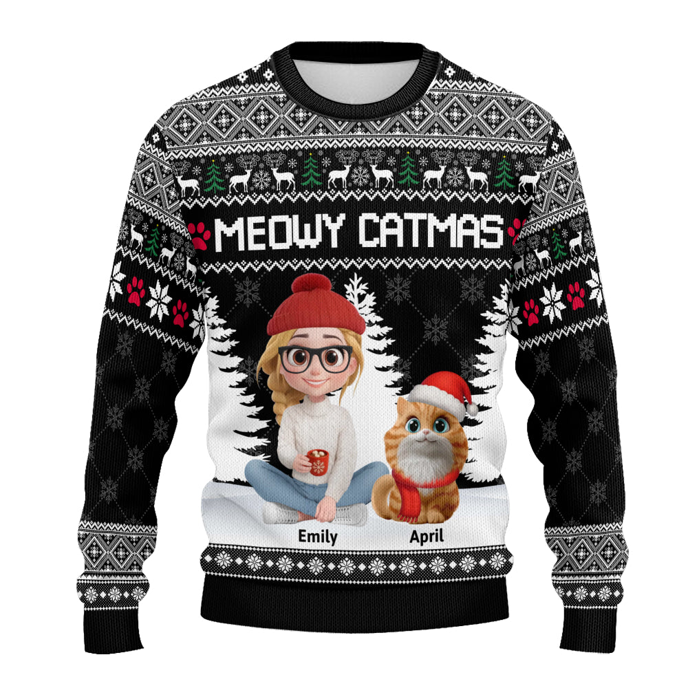 PSTS06 Meowy Catmas Cat Mom Xmas - Personalized Custom Sweater