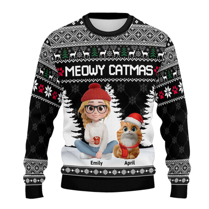 PSTS06 Meowy Catmas Cat Mom Xmas - Personalized Custom Sweater