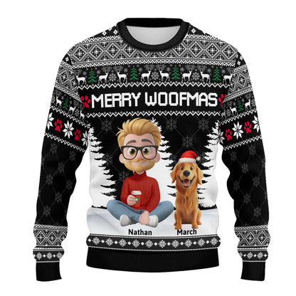 PSTS09 Merry Woofmas Dog Dad Xmas - Personalized Custom Sweater